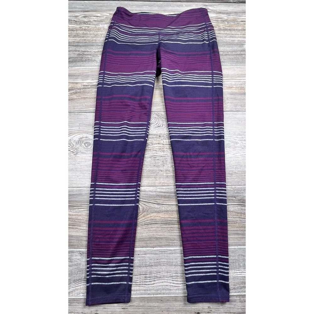 Athleta M Colorblock Purple Striped Chaturanga Leggings Women's Size Medium‎